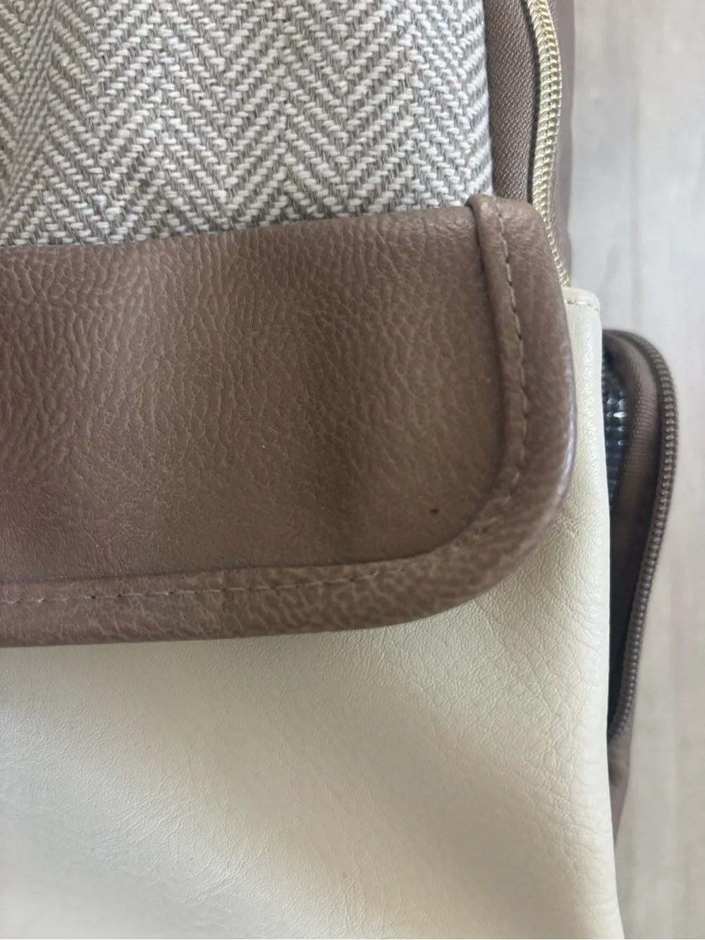 Itzy Ritzy Taupe Herringbone Baby Backpack Diaper Bag